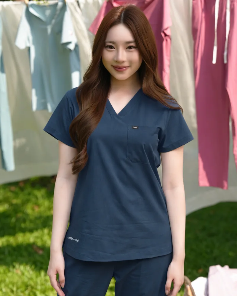 Hello Kitty In the Garden in Dark Navy, styled