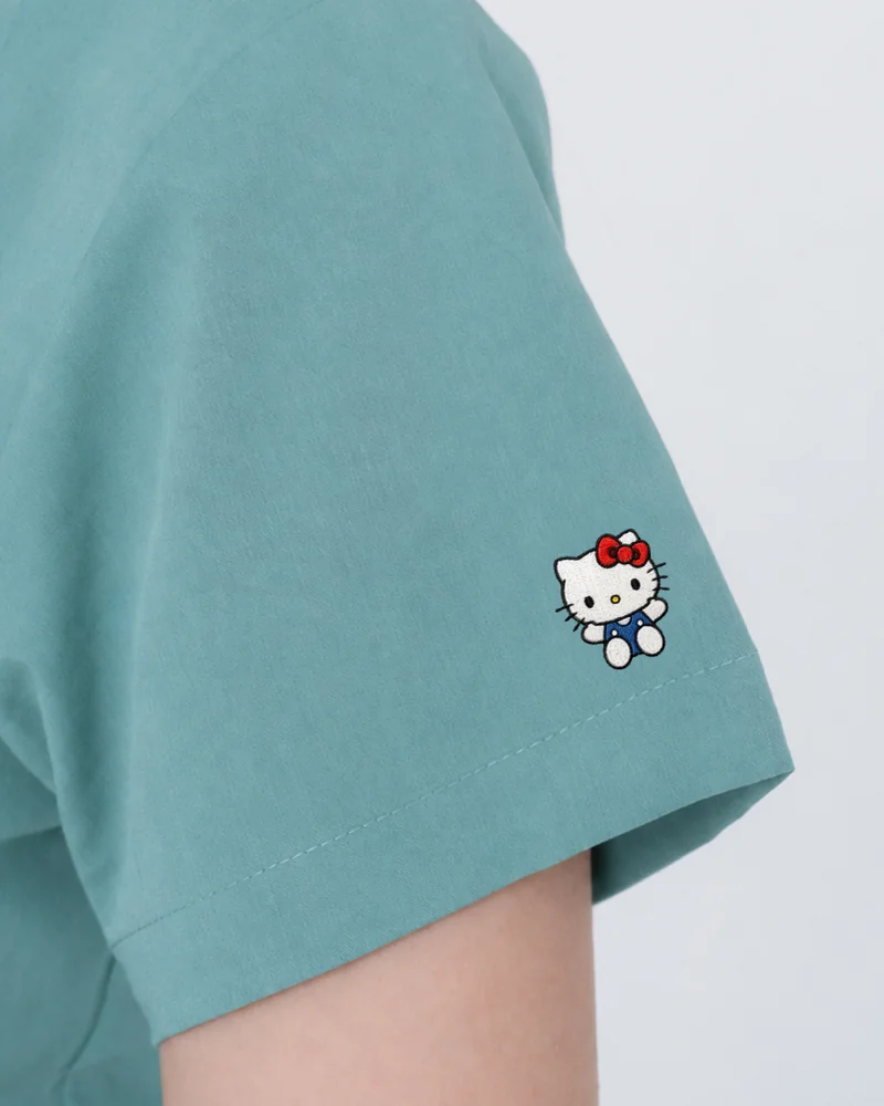 Hello Kitty sleeve embroidery on the Clover Care colourway