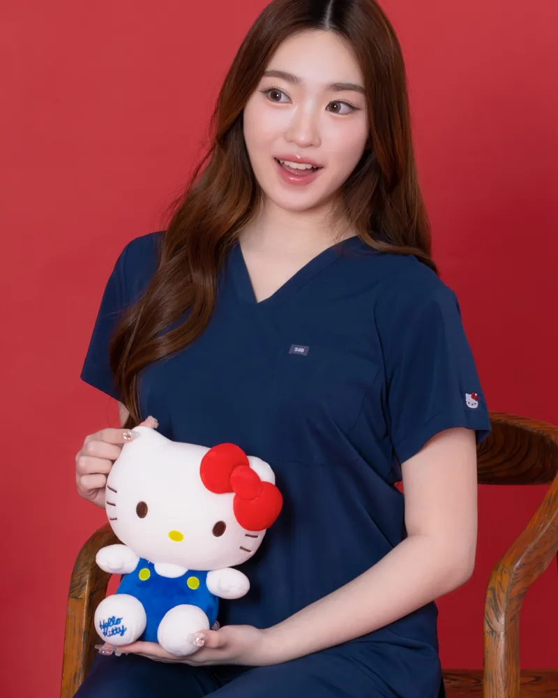 Hello Kitty Medical Scrub worn in Sugar Blue