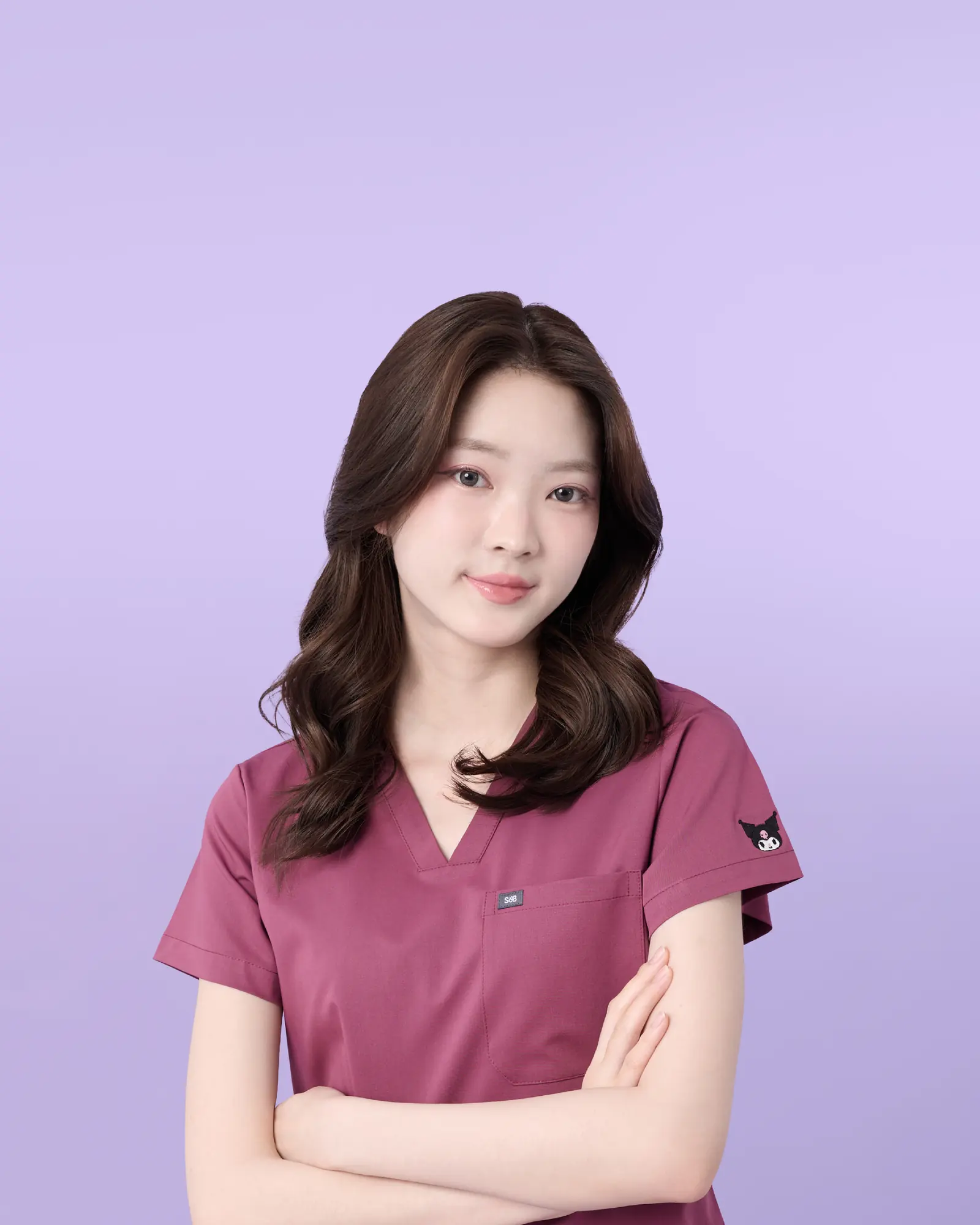 Kuromi Medical Scrub in Berry Bite
