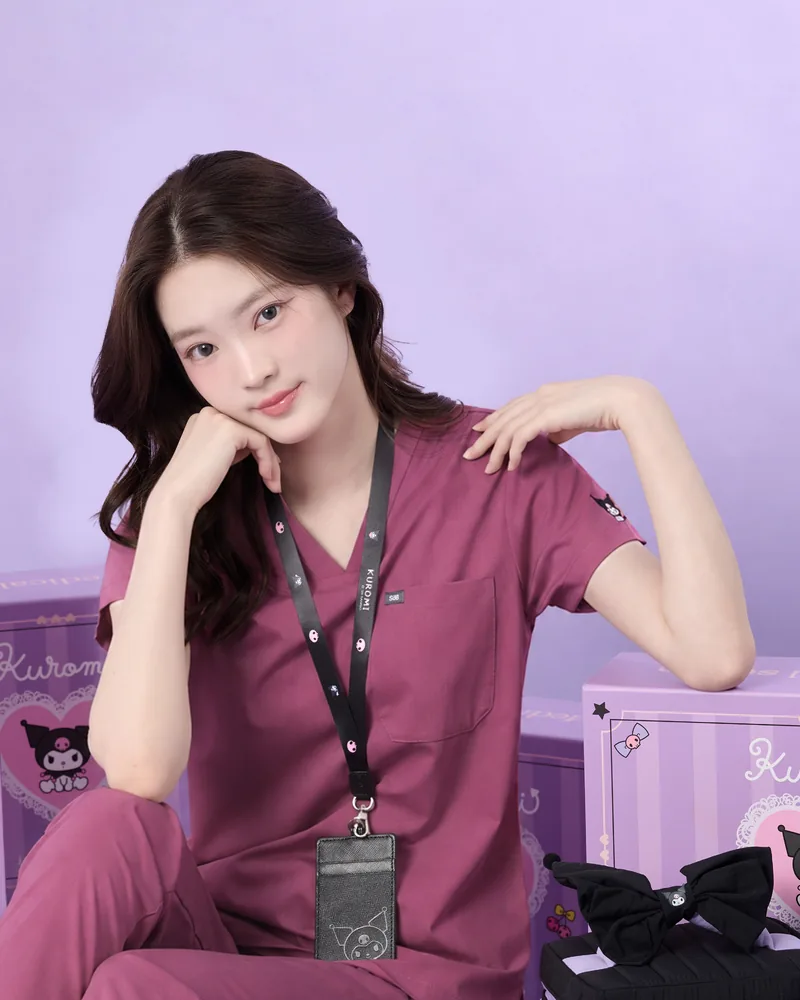 Kuromi Medical Scrub worn in Berry Bite