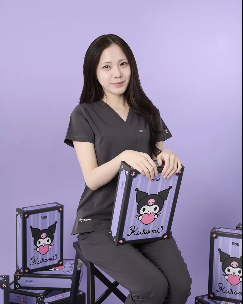 Kuromi Medical Scrub in Cozy Cloud, styled