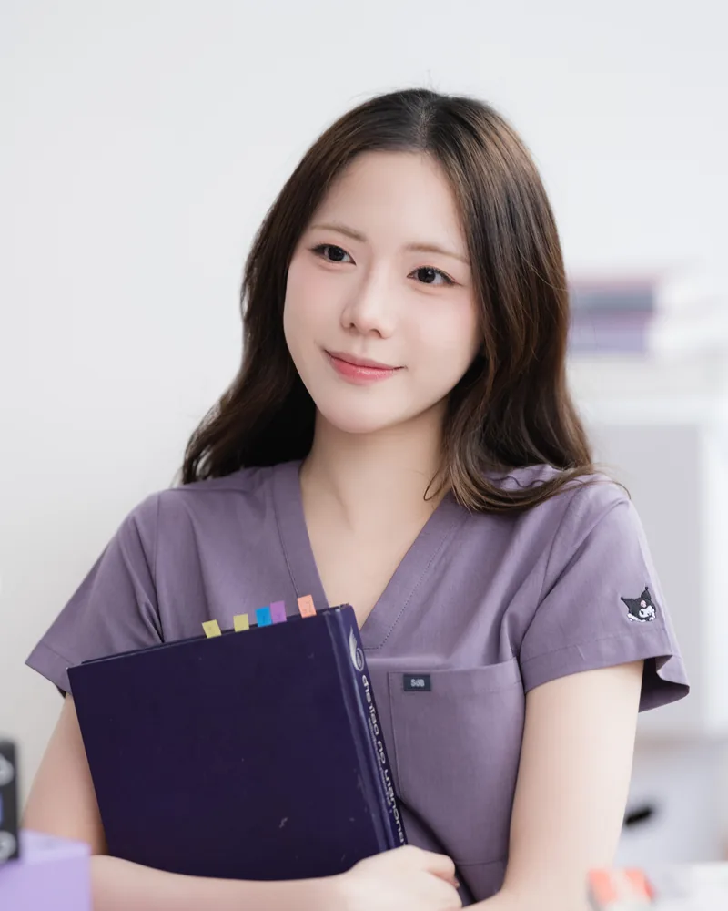 Kuromi Medical Scrub in Grape Mood, styled