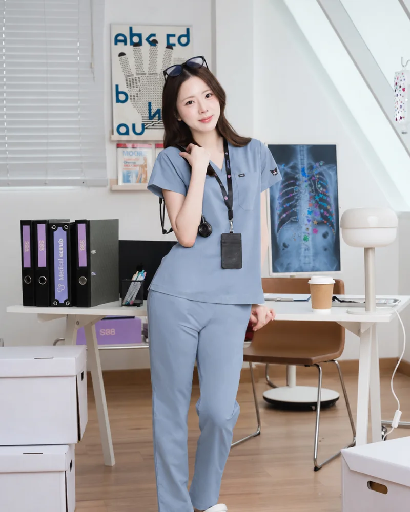 Kuromi Medical Scrub in Milky Blue