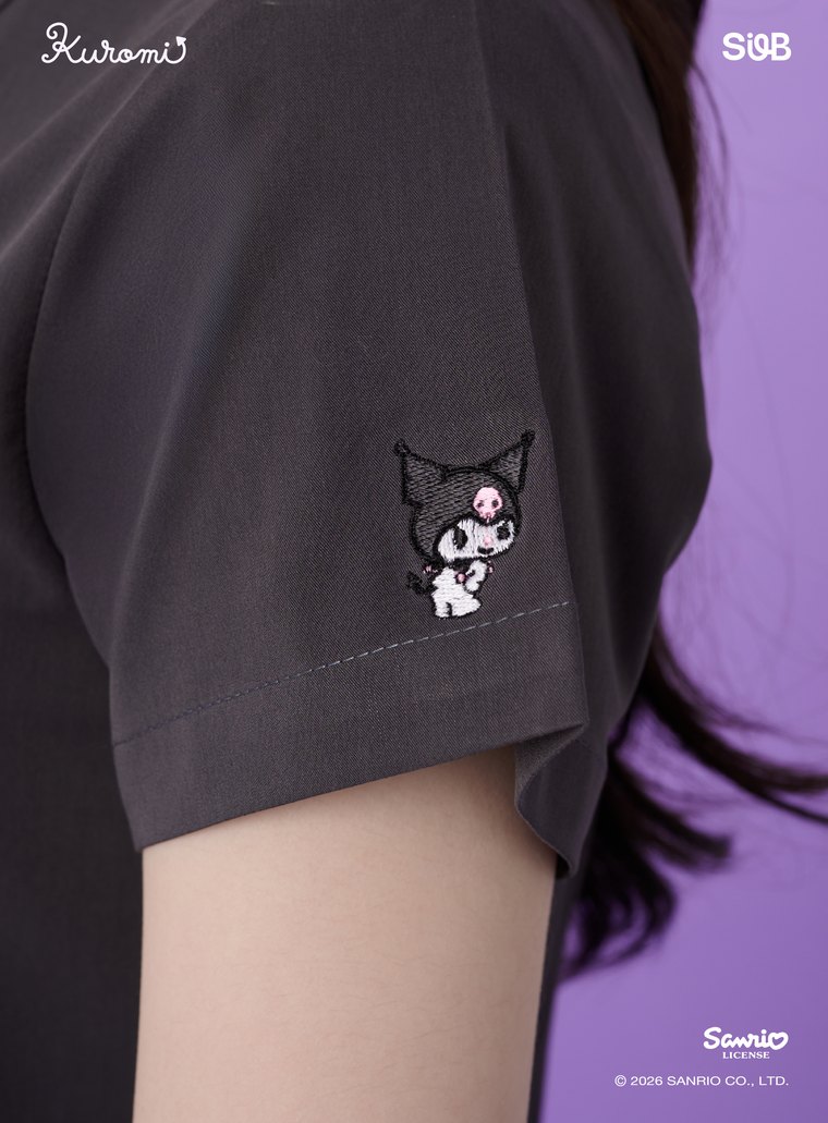 Kuromi sleeve embroidery on the Cozy Cloud colourway