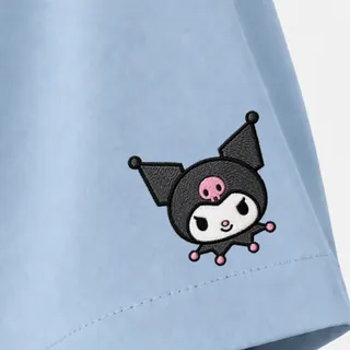 Kuromi embroidered on the sleeve of Milky Blue